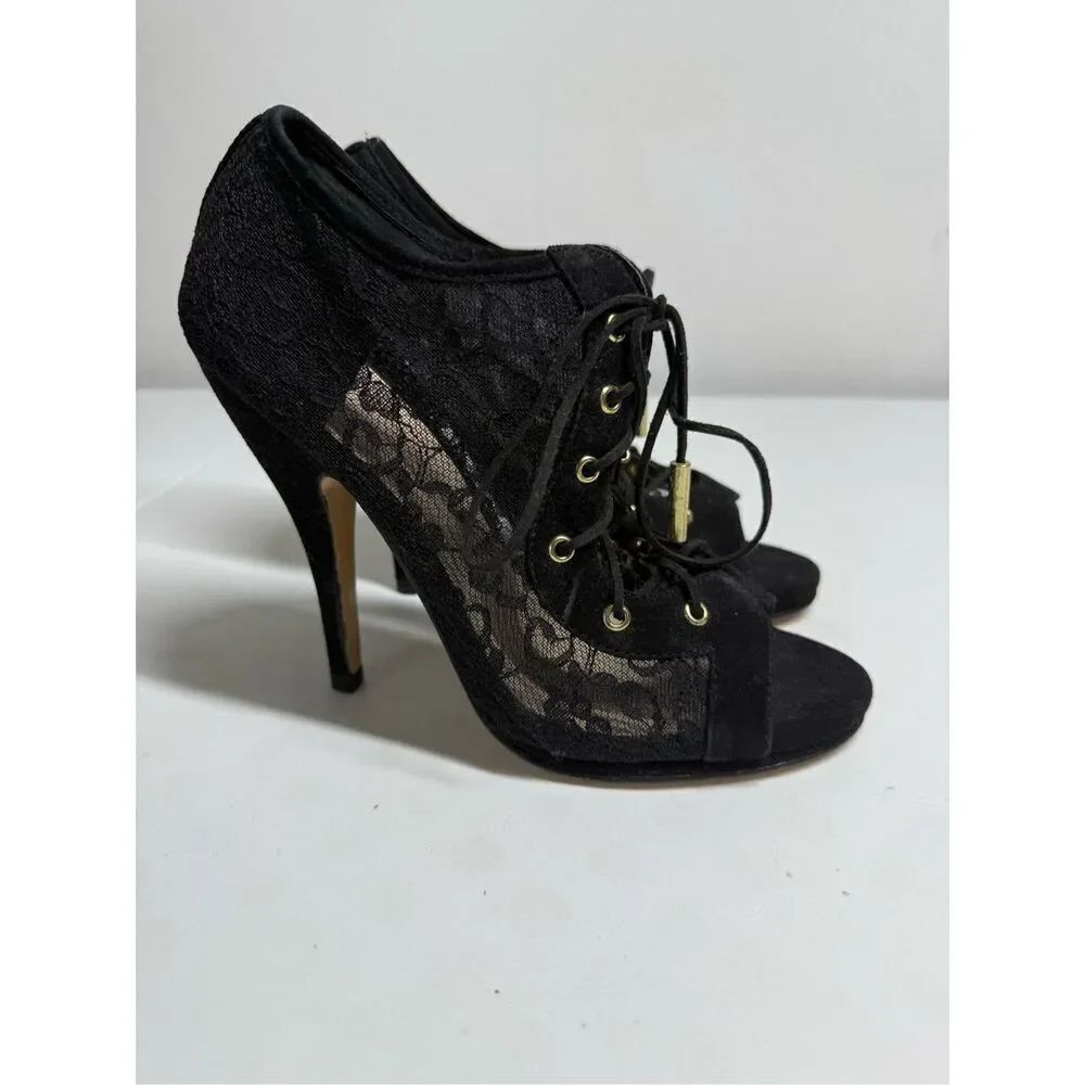 Victoria’s Secret Size 7,5 Black Lacie Tie Lace Up Heels / Stilettos